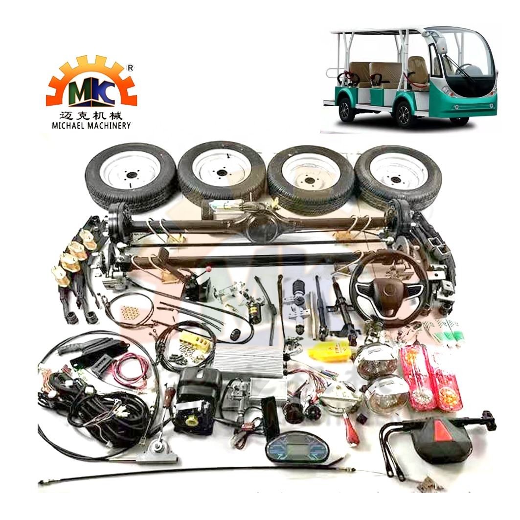 Low Speed Electric Vehicle Complete Chassis Parts Kits Front/Rear Wheel Differential Axles 48v 3kw Brushless DC Motor/Controller